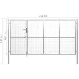Puutarhaportti teräs 350x200cm hopea