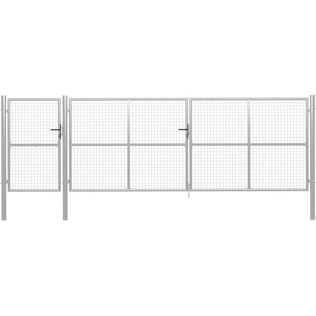 Puutarhaportti, teräs, 500x150cm, hopea