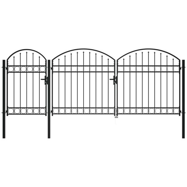 Puutarhaportti kaarevalla yläosalla, teräs, 2.25x4m, musta