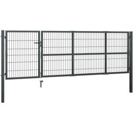 Puutarhaportti tolpilla teräs 350x100cm antrasiitti