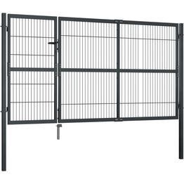 Puutarhaportti tolpilla teräs 350x140cm antrasiitti