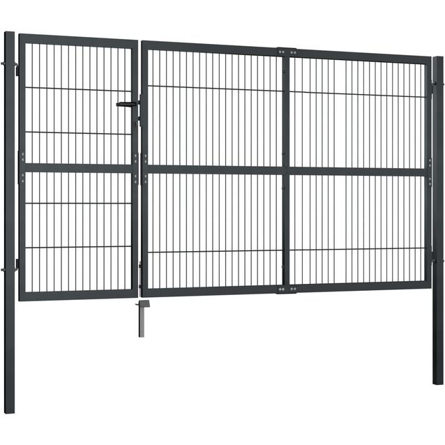 Puutarhaportti tolpilla, teräs, 350x140cm, antrasiitti