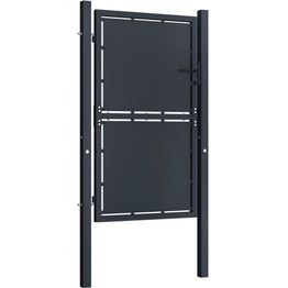 Puutarhaportti teräs 100x175cm umpinainen antrasiitti