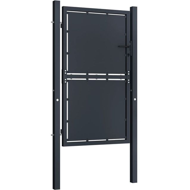 Puutarhaportti, teräs, 100x175cm, umpinainen, antrasiitti