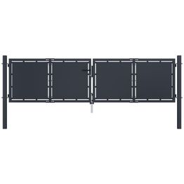 Puutarhaportti teräs 300x75cm umpinainen antrasiitti