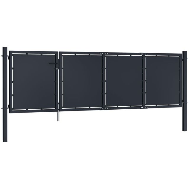 Puutarhaportti, teräs, 350x75cm, umpinainen, antrasiitti