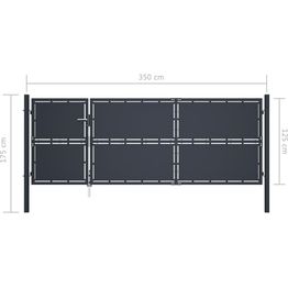 Puutarhaportti teräs 350x125cm umpinainen antrasiitti