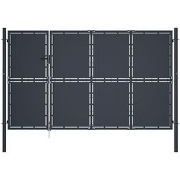 Puutarhaportti teräs 350x150cm umpinainen antrasiitti