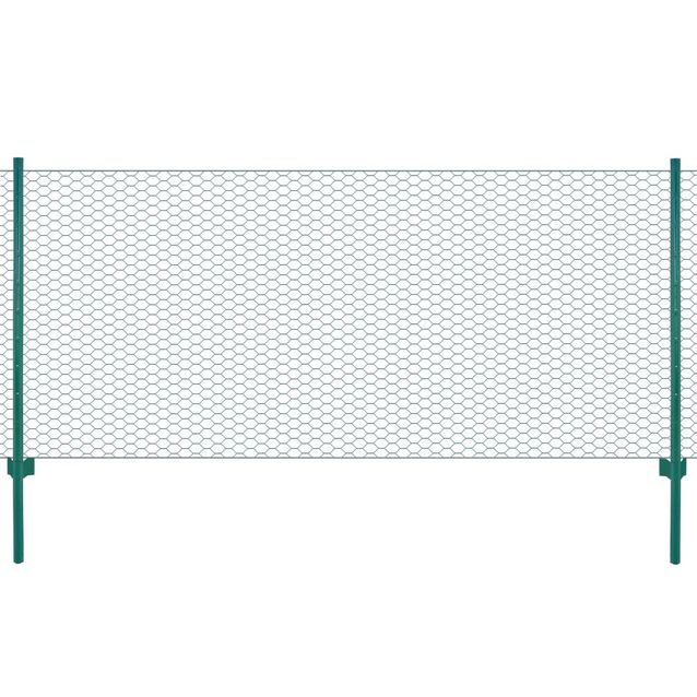 Verkkoaita tolpilla, teräs, 25x1m, silmäkoko 50mm, vihreä