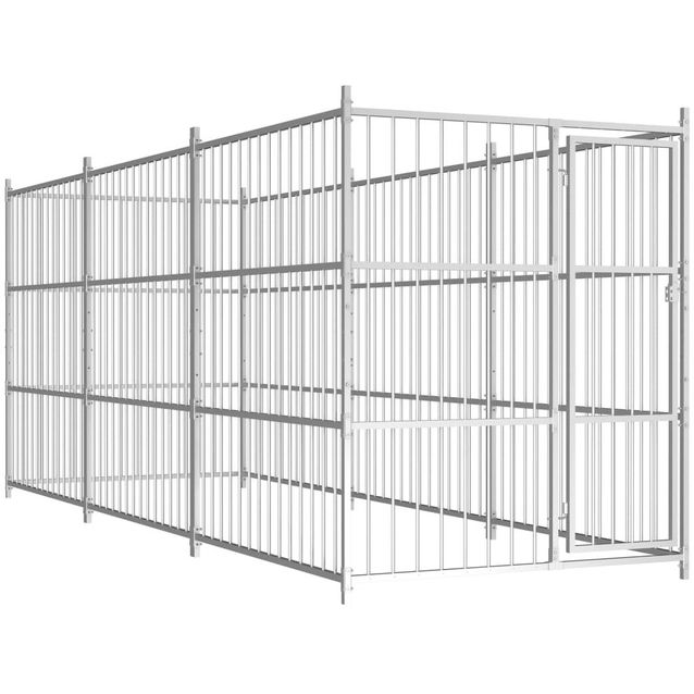 Koiran ulkohäkki, 450x150x185cm, metallinvärinen