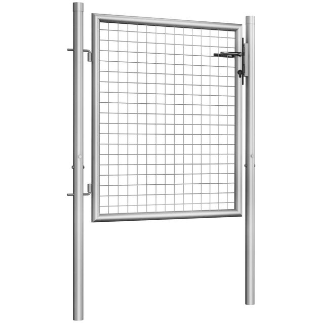 Puutarhaportti, galvanoitu teräs, 105x125cm, hopea