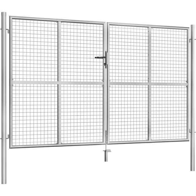 Puutarhaportti, galvanoitu teräs, 306x200cm, hopea