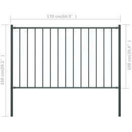 Aitapaneeli tolpilla jauhemaalattu teräs 1.7x1m antrasiitti