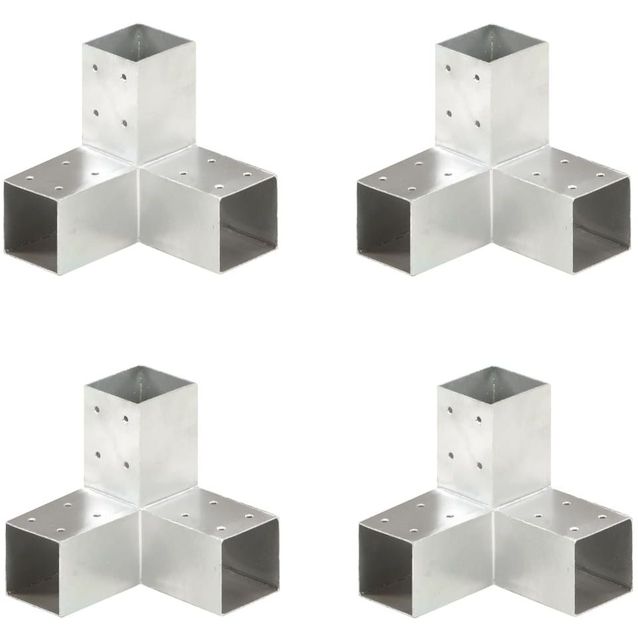 Tolppaliittimet 4kpl, Y-muoto, galvanoitu metalli, 71x71mm