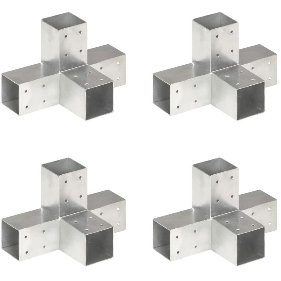 Tolppaliittimet 4kpl X-muoto galvanoitu metalli 71x71mm