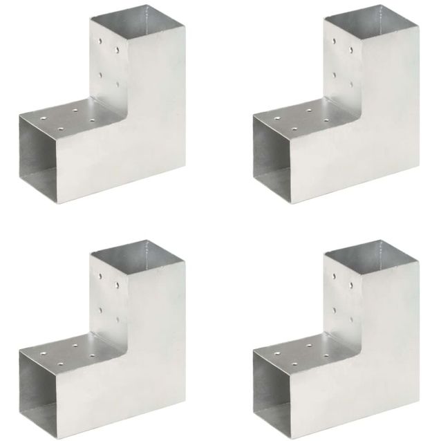 Tolppaliittimet 4kpl, L-muoto, galvanoitu metalli, 81x81mm