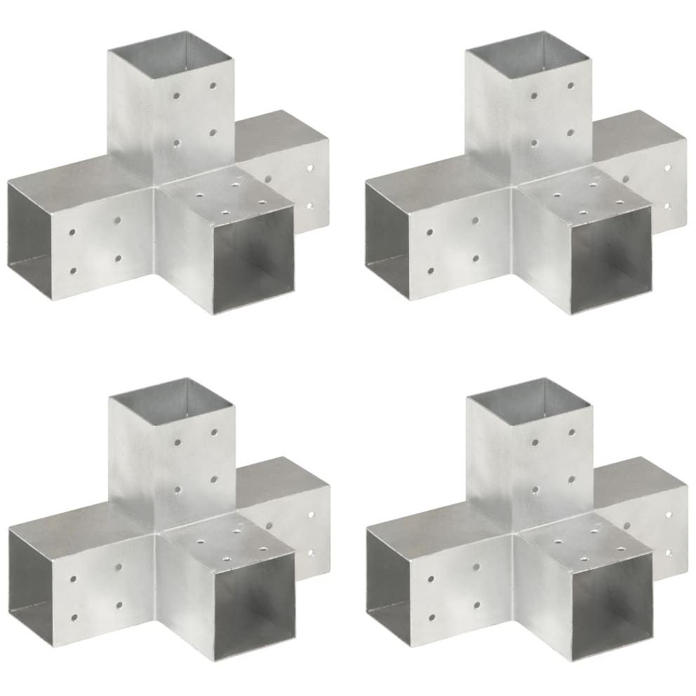 Tolppaliittimet 4kpl X-muoto galvanoitu metalli 81x81mm