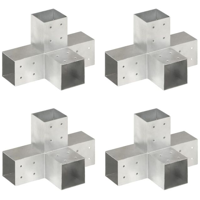 Tolppaliittimet 4kpl, X-muoto, galvanoitu metalli, 81x81mm