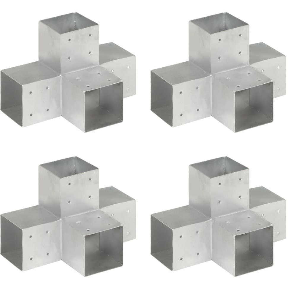 Tolppaliittimet 4kpl X-muoto galvanoitu metalli 101x101mm