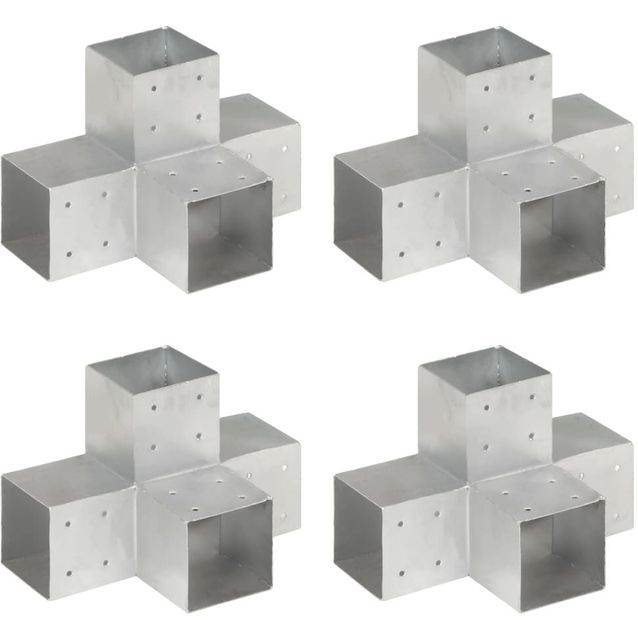 Tolppaliittimet 4kpl, X-muoto, galvanoitu metalli, 101x101mm