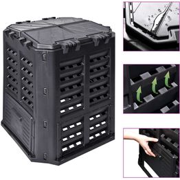 Puutarhan kompostiastia, 68.9x68.9x83.9, 360 litraa, musta