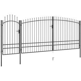 Puutarha-aidan portti keihäskärjillä 5x2.45m musta