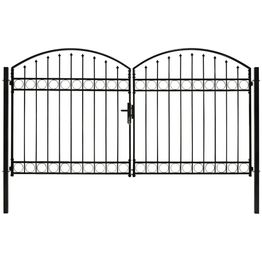 Puutarhaportti tuplaovi kaareva yläosa teräs 300x175cm musta