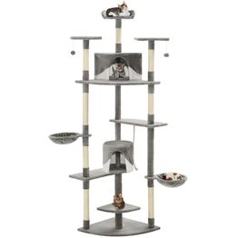 Kissan kiipeilypuu, sisal-pylväillä, 203cm, harmaa/valkoinen