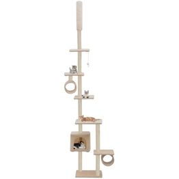 Kissan kiipeilypuu, sisal-pylväillä, 260cm, beige