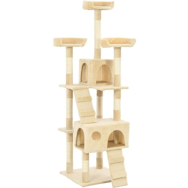Kissan raapimispuu, sisal-pylväillä, 50x50x170cm, beige