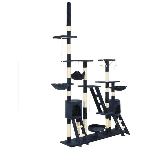 Kissan kiipeilypuu, sisal-pylväillä, 230-250cm, sininen