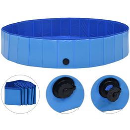 Kokoontaitettava koiran uima-allas, sininen, 160x30cm