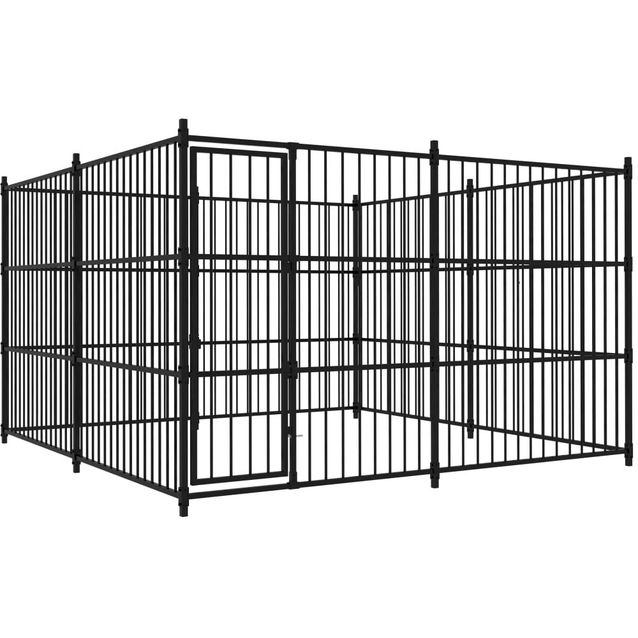 Koiran ulkohäkki, 300x300x185cm, musta