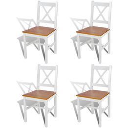 Ruokapöydän tuolit, 4 kpl, valkoinen/luonnollinen mänty