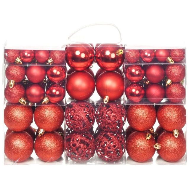 Joulukuusen pallosarja, 100 kpl, 6cm, punainen