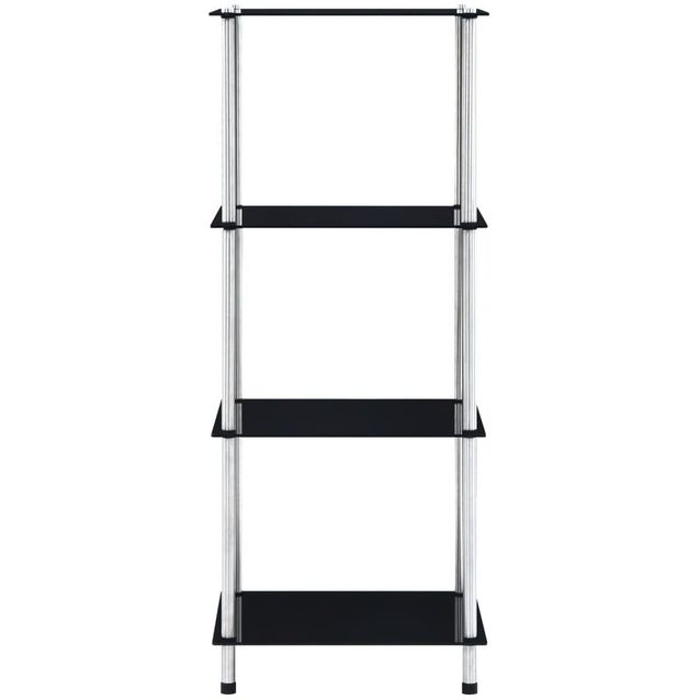 4-kerroksinen hylly, musta, 40x40x100 cm, karkaistu lasi