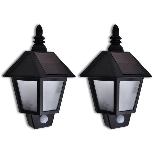Seinävalaisin ulkokäyttöön, 2 kpl, aurinkoenergia, liiketunnistin