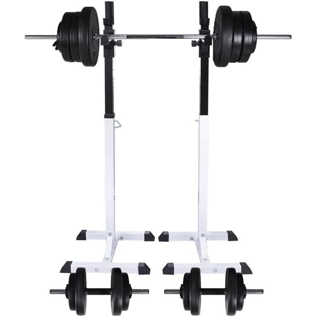 Kyykkyteline levytanko- ja käsipainosarjalla, 60.5kg