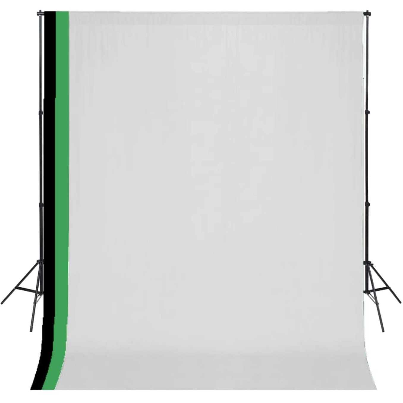 Valokuvastudiosetti, 3 puuvillataustaa, säädettävä runko, 3x3 m