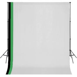 Valokuvastudiosetti, 3 puuvillataustaa, säädettävä runko, 3x3 m