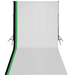 Valokuvastudiosetti, 3 puuvillataustaa, säädettävä runko, 3x6 m