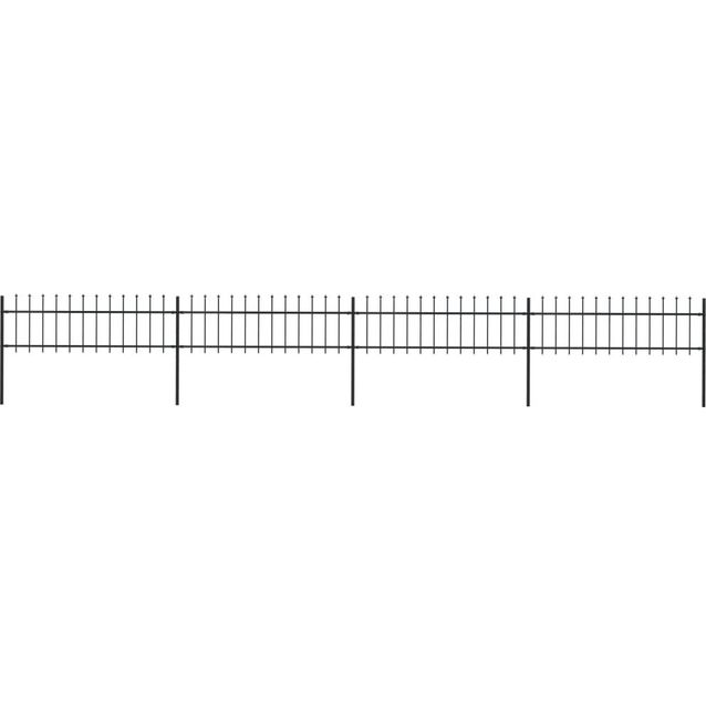 Puutarha-aita, keihäskärjillä, 6.8x0.6m, teräs, musta