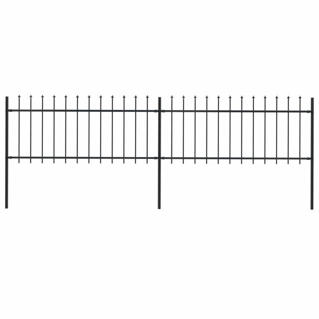 Puutarha-aita, keihäskärjillä, 3.4x0.8m, teräs, musta