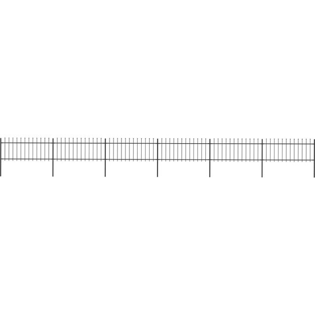 Puutarha-aita, keihäskärjillä, 10.2x0.8m, teräs, musta