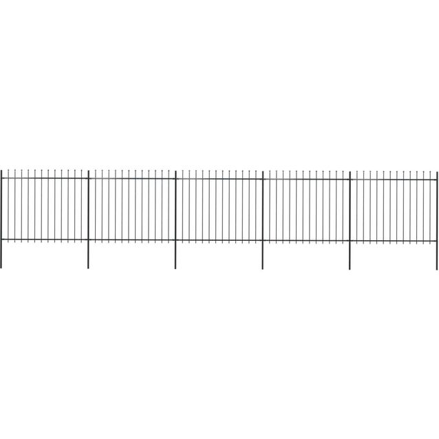 Puutarha-aita, keihäskärjillä, 8.5x1.5m, teräs, musta