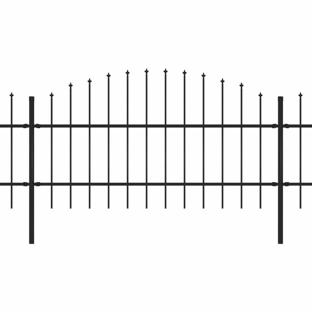 Puutarha-aita, keihäskärjillä, teräs, (0.75-1)x3.4m, musta