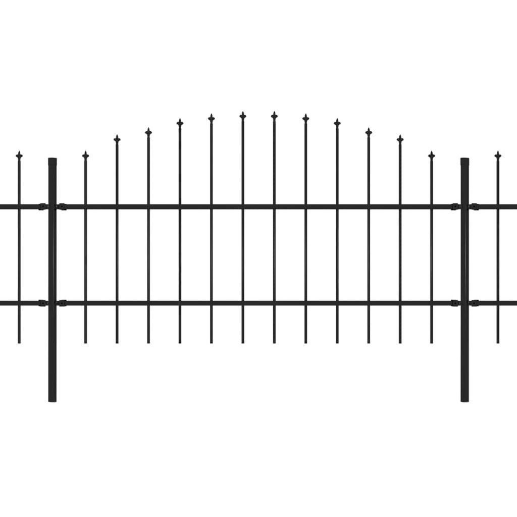 Puutarha-aita keihäskärjillä teräs (0.75-1)x10.2m musta