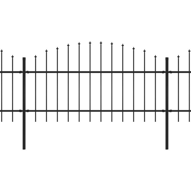 Puutarha-aita, keihäskärjillä, teräs, (1-1.25)x3.4m, musta