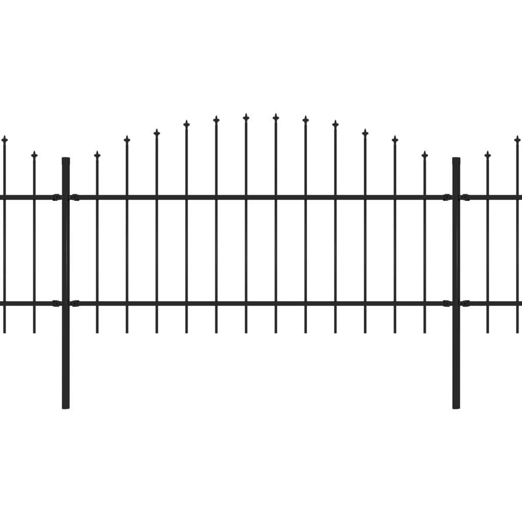 Puutarha-aita keihäskärjillä teräs (1-1.25)x5.1m musta
