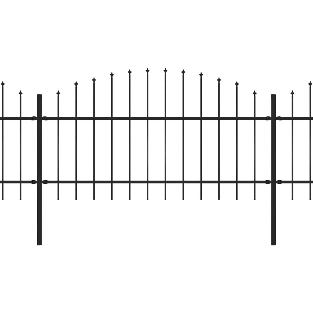 Puutarha-aita keihäskärjillä teräs (1-1.25)x6.8m musta